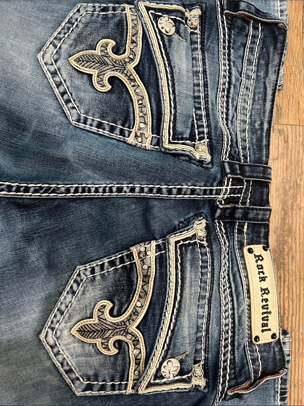 Rock Revival Denim Jeans with Embroidered Back Pocket - Blue - Picture 7 of 8
